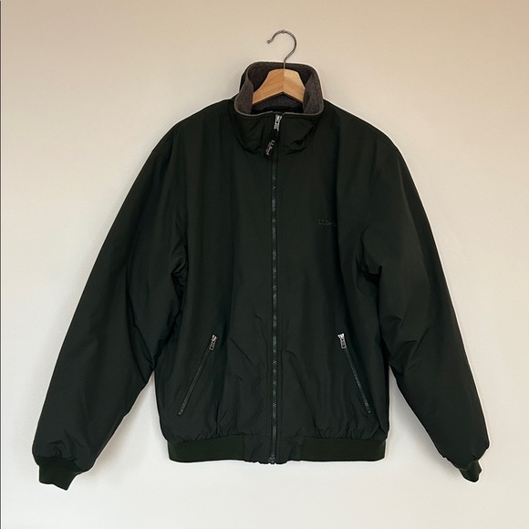 Vintage L.L. Bean Dark Green Mens Warm-Up Jacket, Fleece Lined Large Regular - Picture 2 of 11